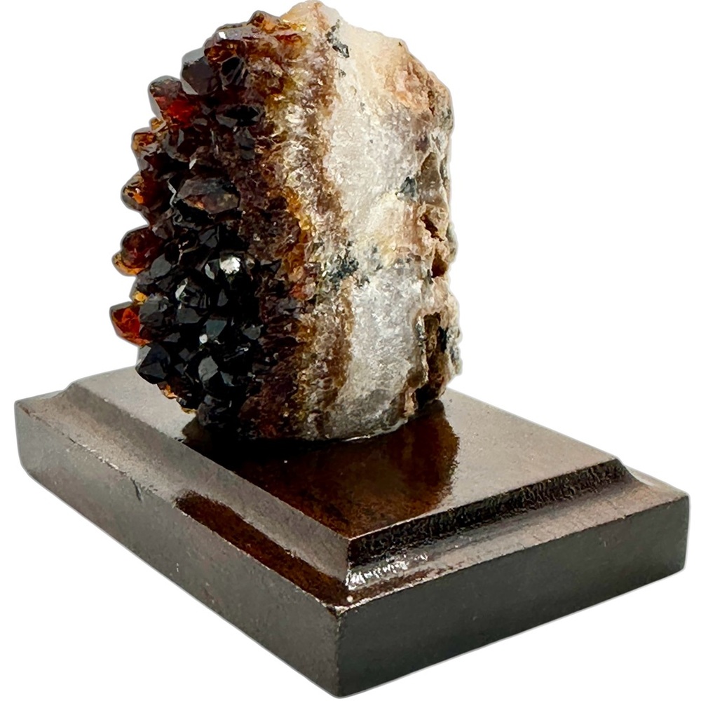 Baked Citrine (Amethyst) Quartz Cluster  On Wood Base 2.75 X 3”
